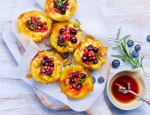 Kartoffeltörtchen mit Ahorn-Schinken-Topping