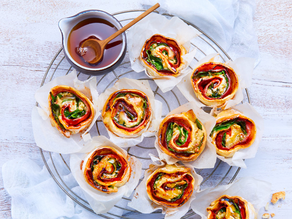 Spinat-Pizza-Rollen mit Ahornapfel