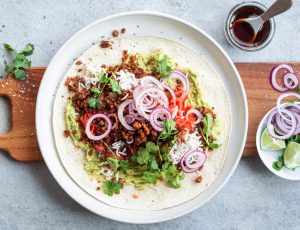 Burrito-Ahorn-Wraps mit veganem Pilz-Hack